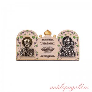 Деревянная иконка Богородица Иверская и Николай Чудотворец