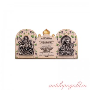 Деревянная иконка Богородица Казанская и Святой Георгий