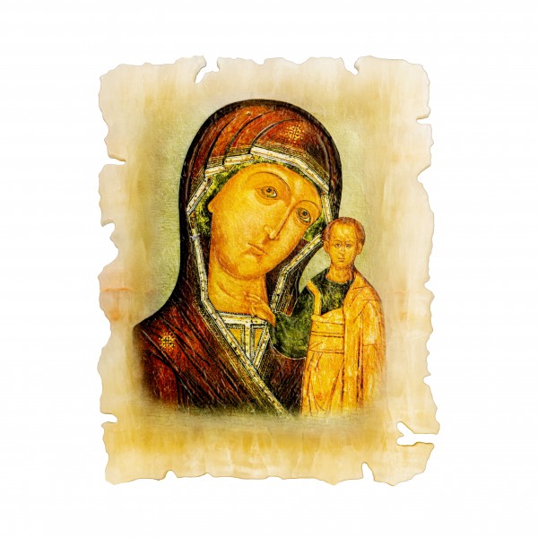 Икона маленькая Божья Матерь Казанская на ониксе