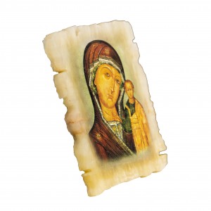 Икона маленькая Божья Матерь Казанская на ониксе