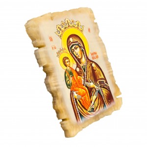 Иконка на ониксе Богородица Троеручица