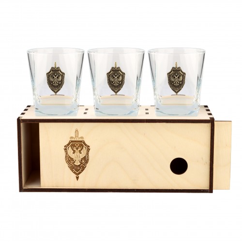 Коллекционный сувенирный стакан для виски ГЕРБ ФСБ (3шт)