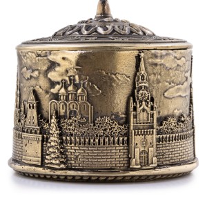 Подарочная сахарница из бронзы с панорамой московского Кремля