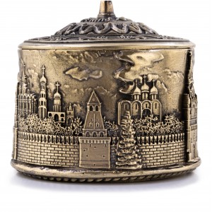 Подарочная сахарница из бронзы с панорамой московского Кремля
