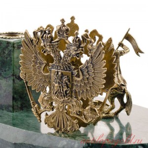 Подставка под ручки Георгий Победоносец с гербом РФ