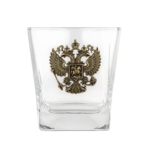 Коллекционный сувенирный стакан для виски Герб России