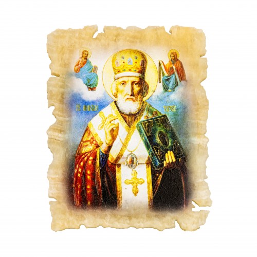 Икона маленькая Святой Николай Чудотворец на ониксе