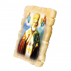 Икона маленькая Святой Николай Чудотворец на ониксе
