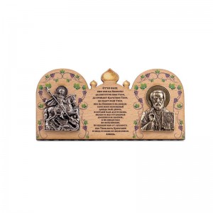 Деревянная икона Святой Георгий и Николай Чудотворец