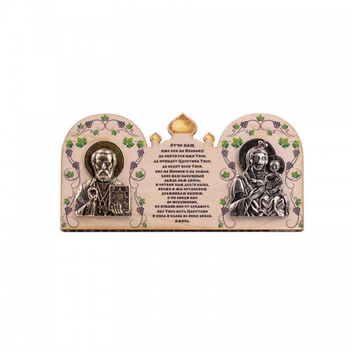 Деревянная иконка Богородица Иверская и Николай Чудотворец