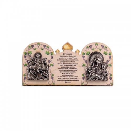 Деревянная иконка Богородица Казанская и Святой Георгий
