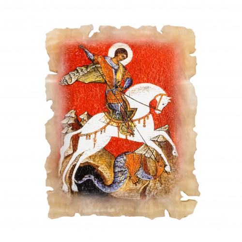 Икона маленькая Святой Георгий на ониксе